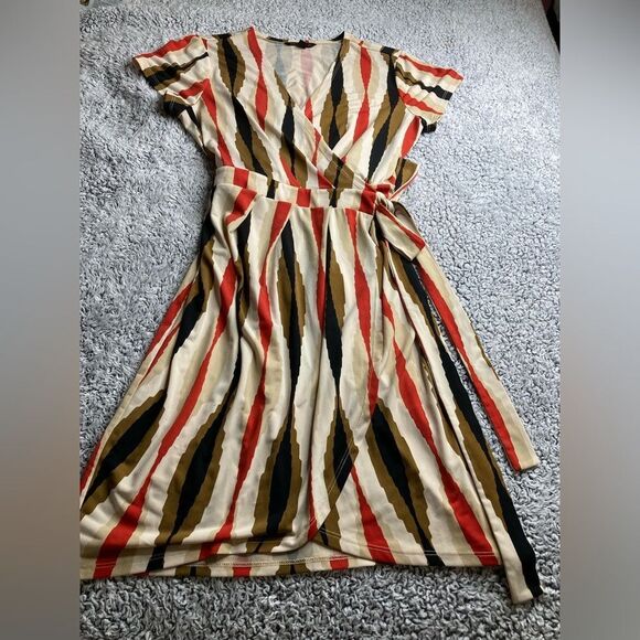 Banana Republic M Red and Cream Tie Front A-line Sundress - Picture 1 of 10
